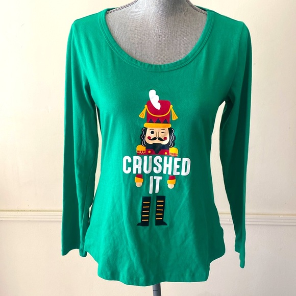 MACY’s FAMILY PJs “Crushed It” NUTCRACKER GREEN SLEEP TOP SIZE SMALL 🌟EUC🌟 - Picture 2 of 11